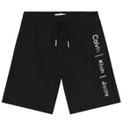 Boys Black Logo Shorts, 1, hi-res