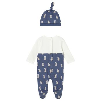 Baby Boys Ivory & Blue Babygrow Set