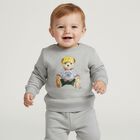 Baby Boys Grey Polo Bear Sweatshirt, 1, hi-res