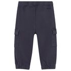 Younger Boys Navy Blue Cargo Joggers, 1, hi-res
