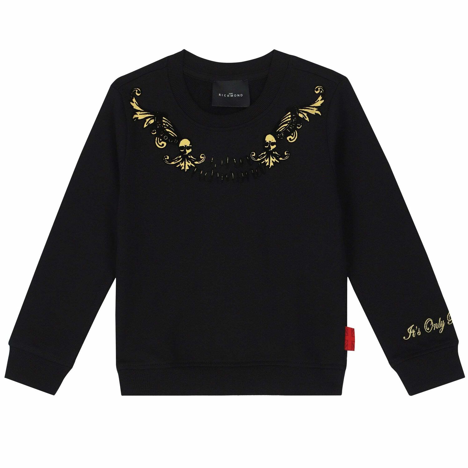 Girls Black Logo Sweatshirt, 1, hi-res