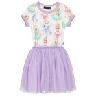 Girls Ivory & Purple Tulle Dress, 1, hi-res
