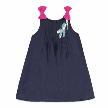 Younger Girls Navy Cotton Dress