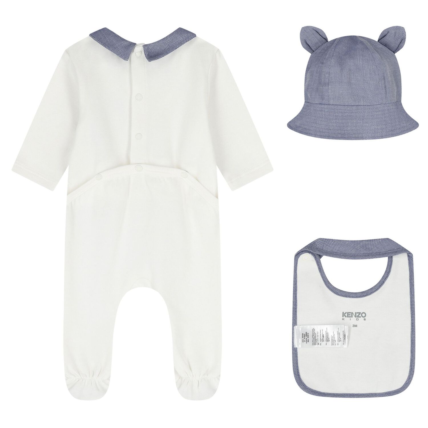 Baby Boys White & Blue Logo Babygrow Gift Set, 1, hi-res
