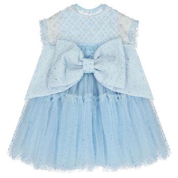 Girls Blue Embellished Tulle Dress