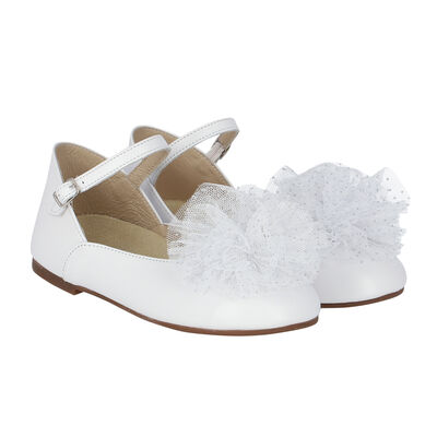 Girls White Embellished Ballerina Shoes