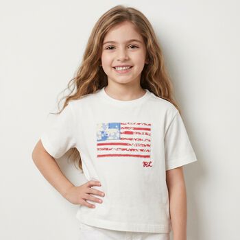 Girls White Flag T-Shirt