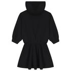 Girls Black Logo Hooded Dress, 1, hi-res