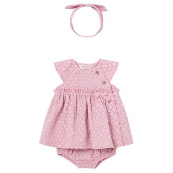 Baby Girls Pink Dress & Headband Set