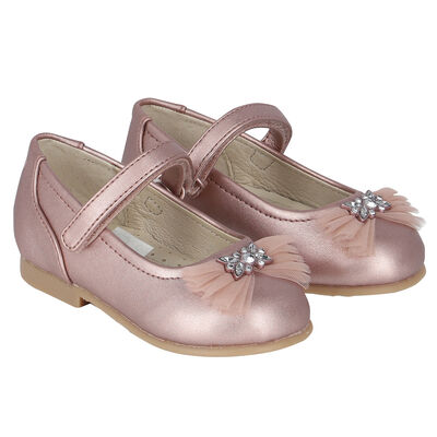 Younger Girls Pink Bow Ballerina Shoes