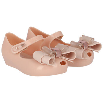 Younger Girls Pink Bow Jelly Shoes
