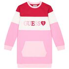 Girls Pink & White Logo Sweatshirt Dress, 1, hi-res