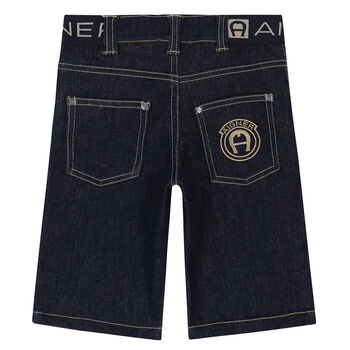 Boys Blue Logo Denim Shorts