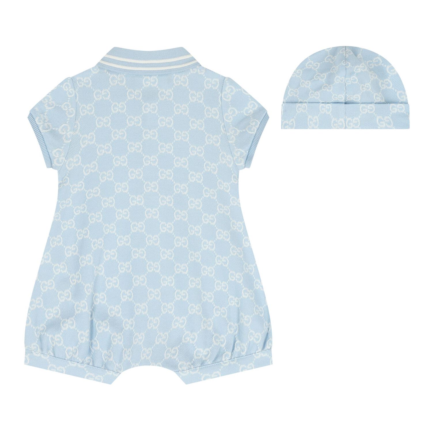 Baby Boys Blue GG Logo Romper Gift Set, 1, hi-res