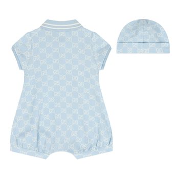 Baby Boys Blue GG Logo Romper Gift Set