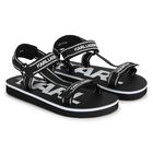 Girls Black & White Logo Sandals, 1, hi-res