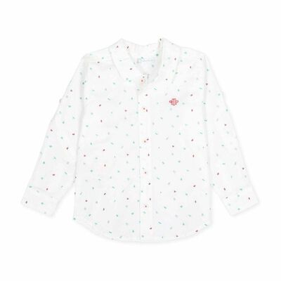 Boys White Embroidered Shirt