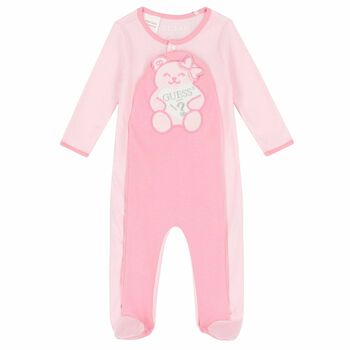 Baby Girls Pink Teddy Babygrow