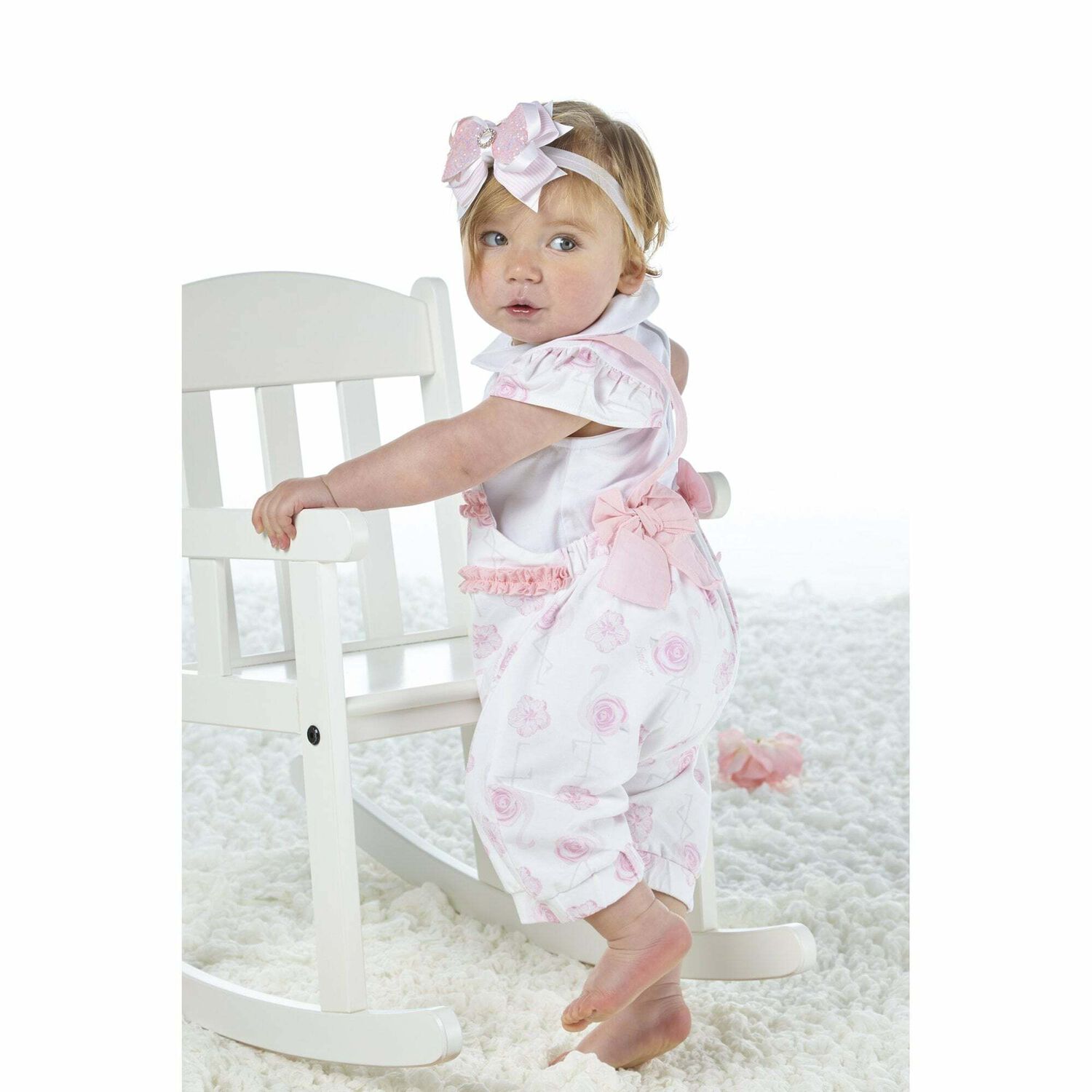 Baby Girls White & Pink Romper Set, 1, hi-res