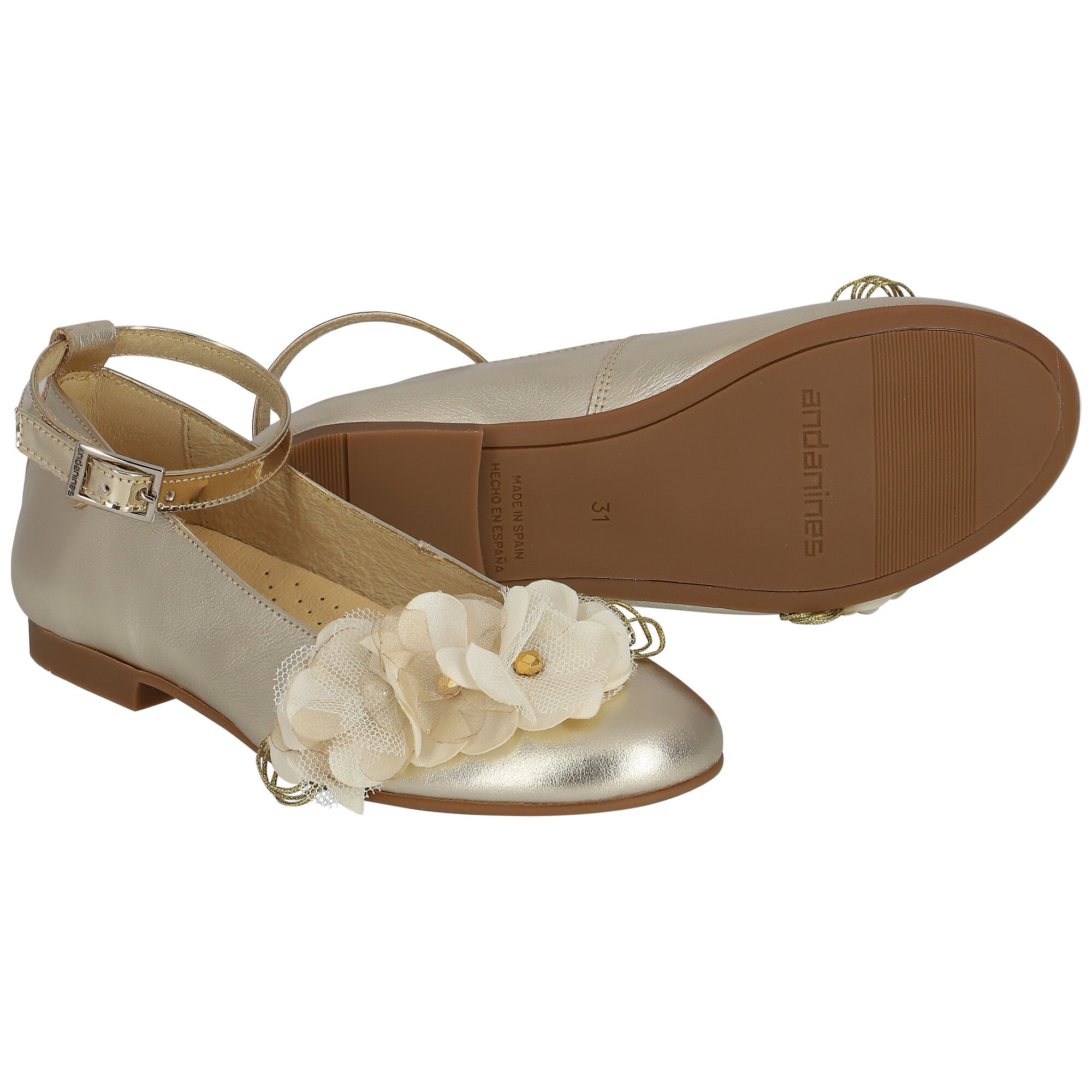 ANDANINES floral-appliqué ballerina shoes - Pink
