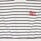 Girls Ivory & Navy Blue Striped Logo Dress, 1, hi-res