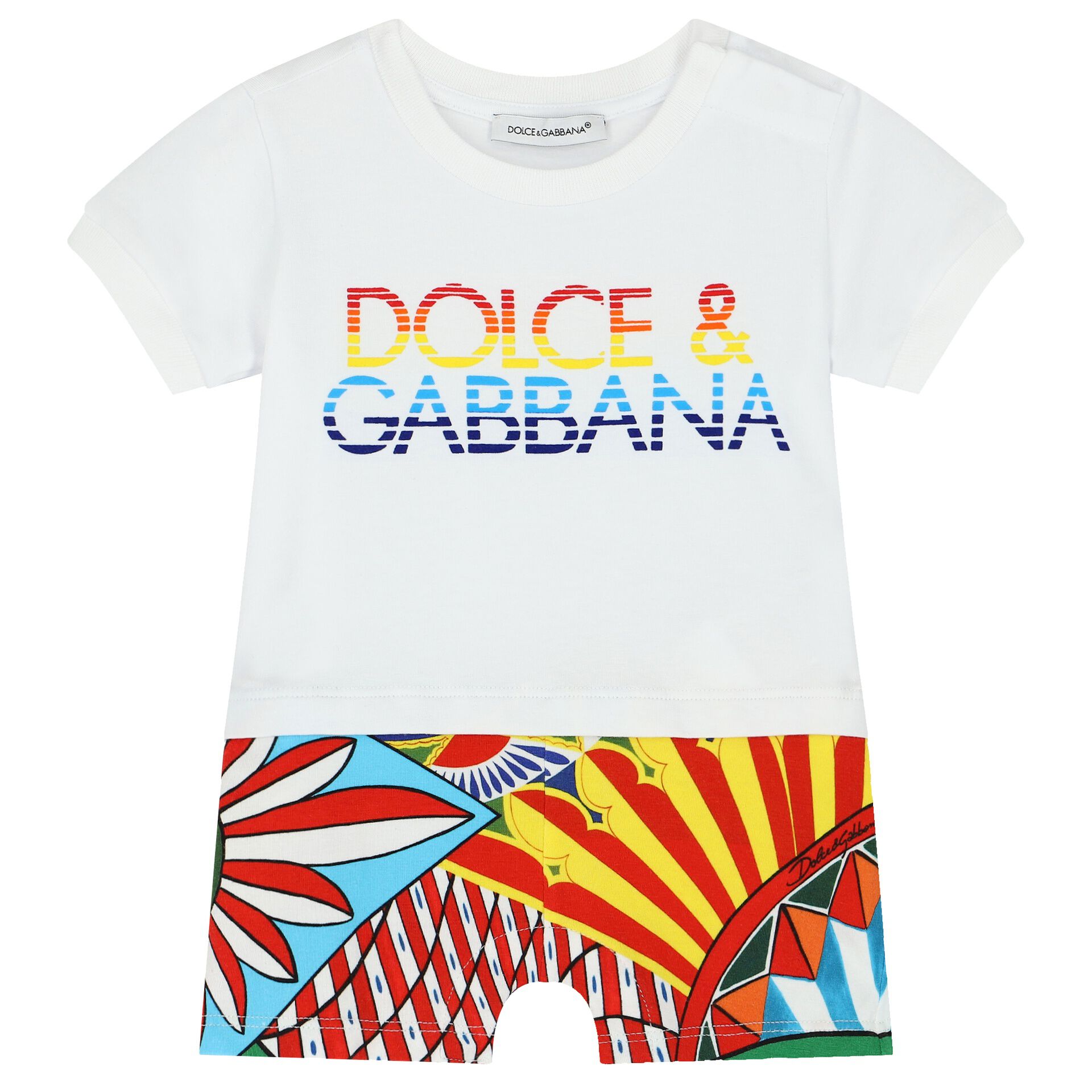 Dolce Gabbana Baby Boys White Logo Romper Junior Couture