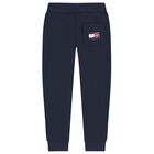 Boys Navy Blue Logo Joggers, 1, hi-res