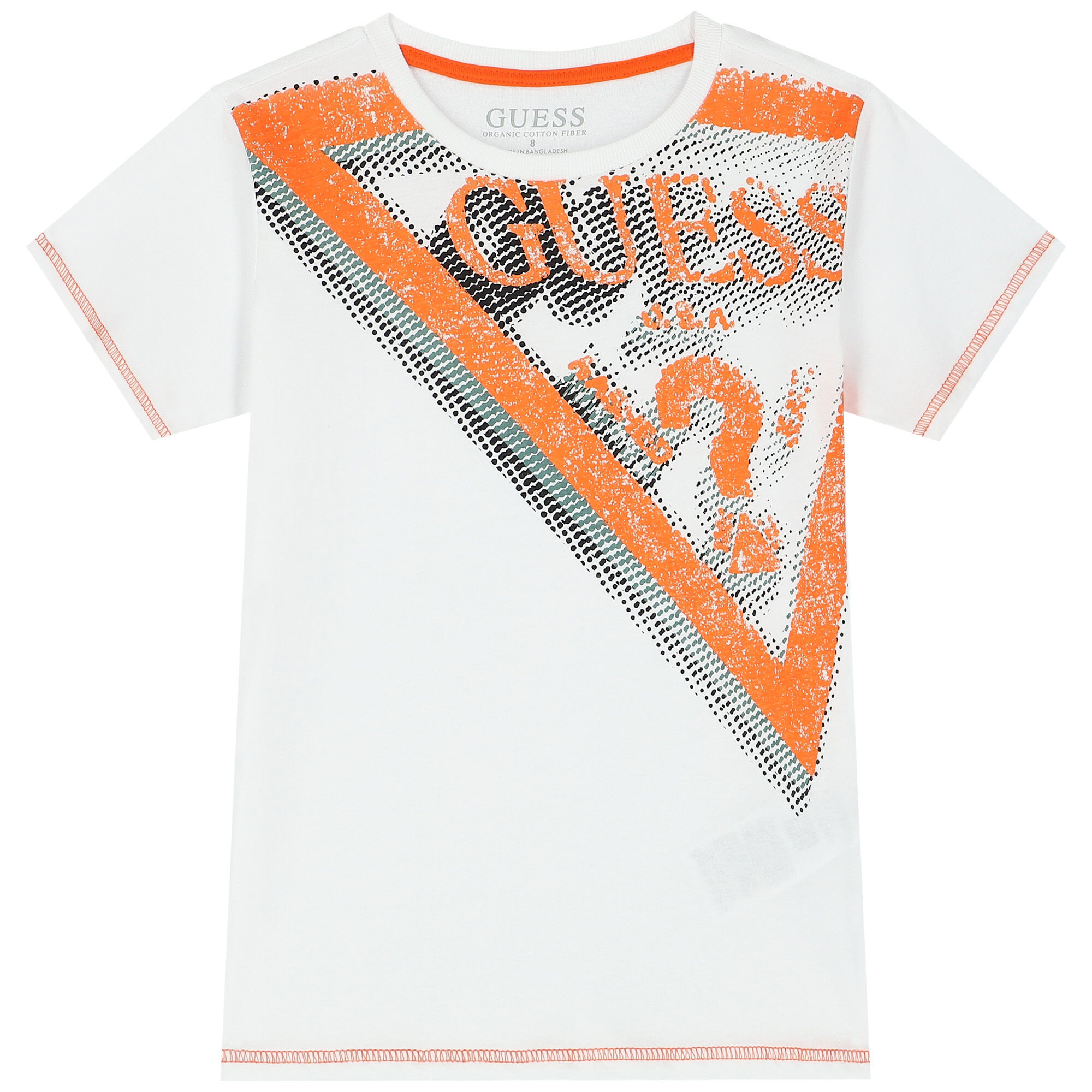 Orange and white guess shirt discount