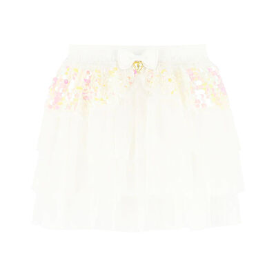 Girls White Sequin Tulle Skirt