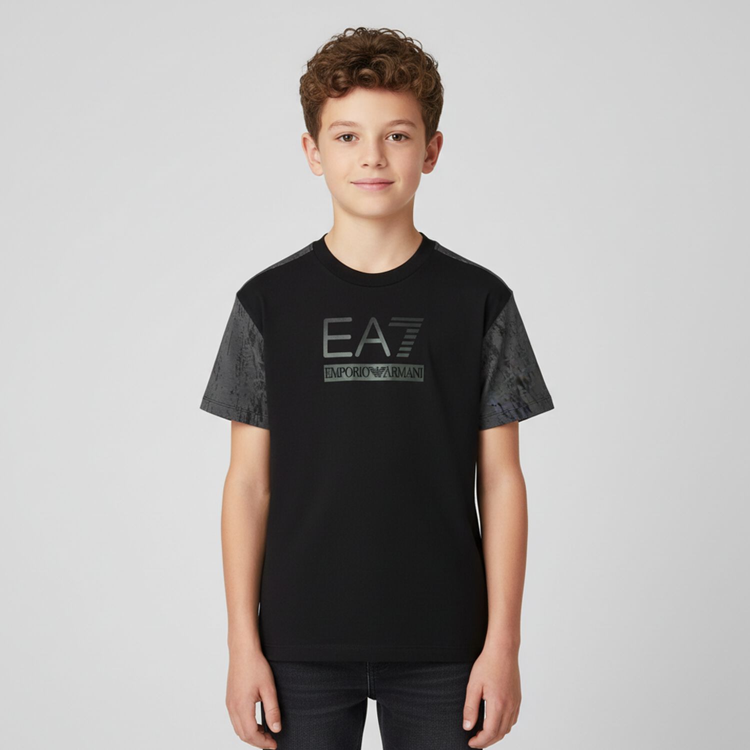 Boys Black & Grey Logo T-Shirt, 3, hi-res