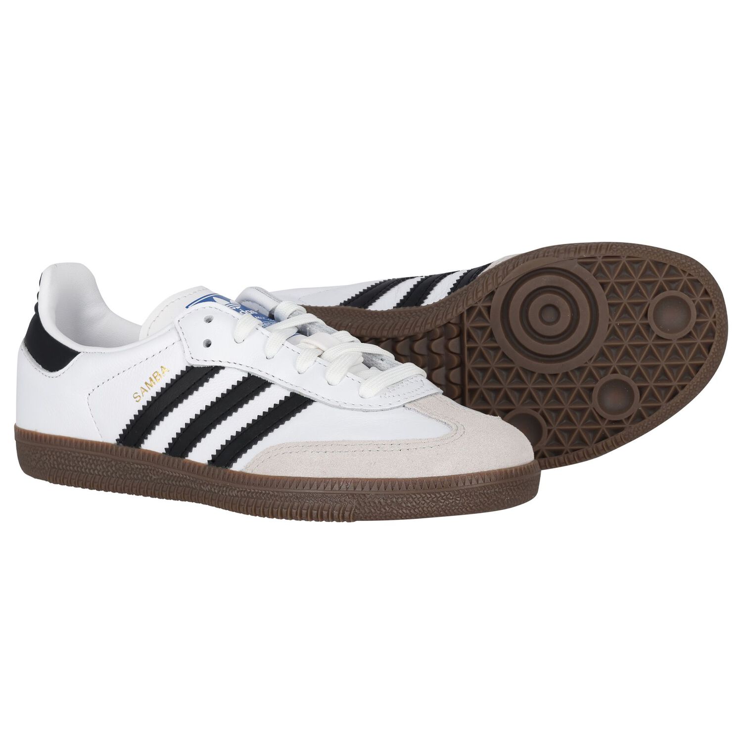 White & Black Logo Samba Trainers, 1, hi-res