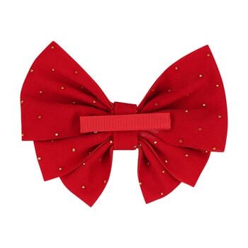 Girls Red Rhinestone Bow Hairclip