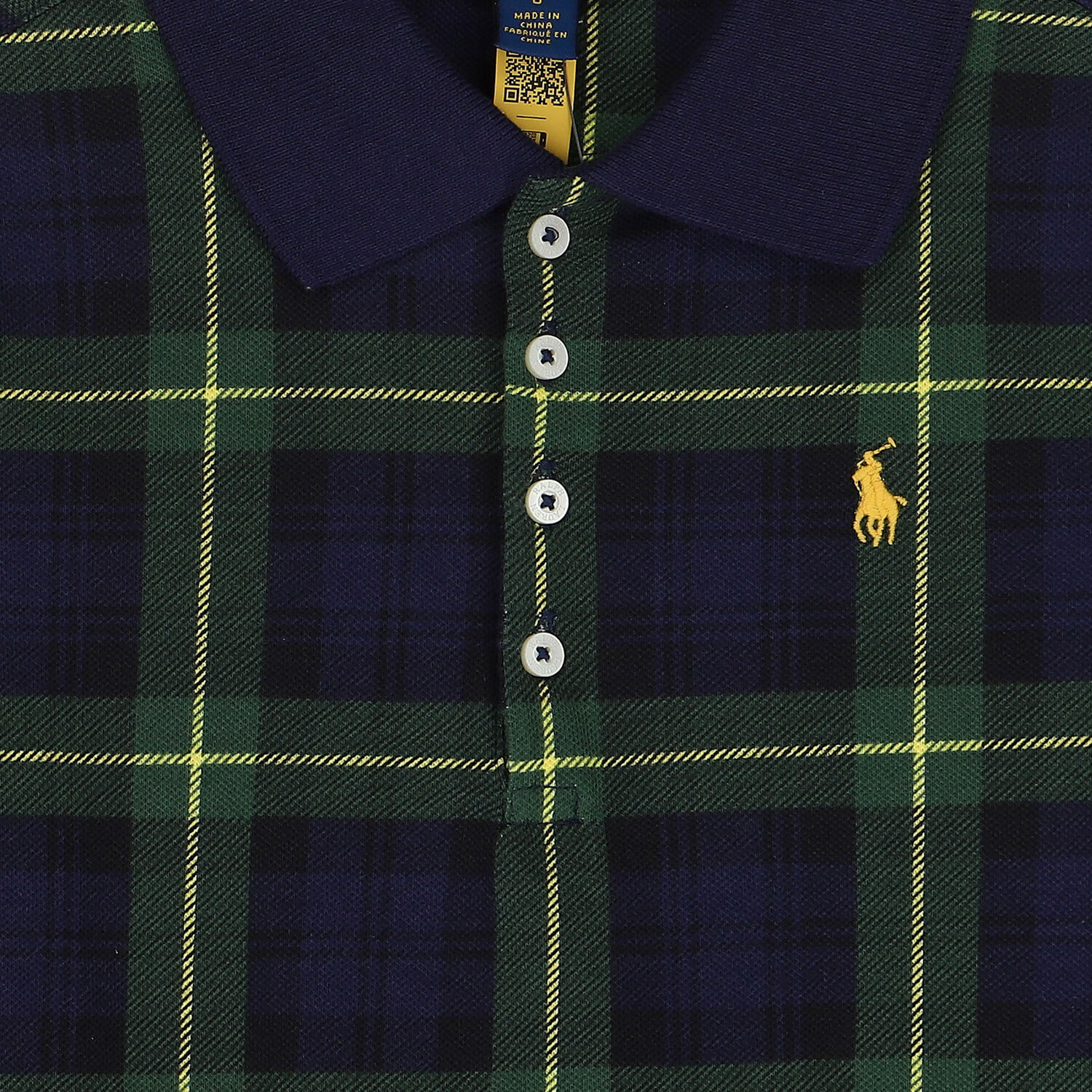 فستان بولو بالشعار باللون الكحلي والأخضر, 1, hi-res