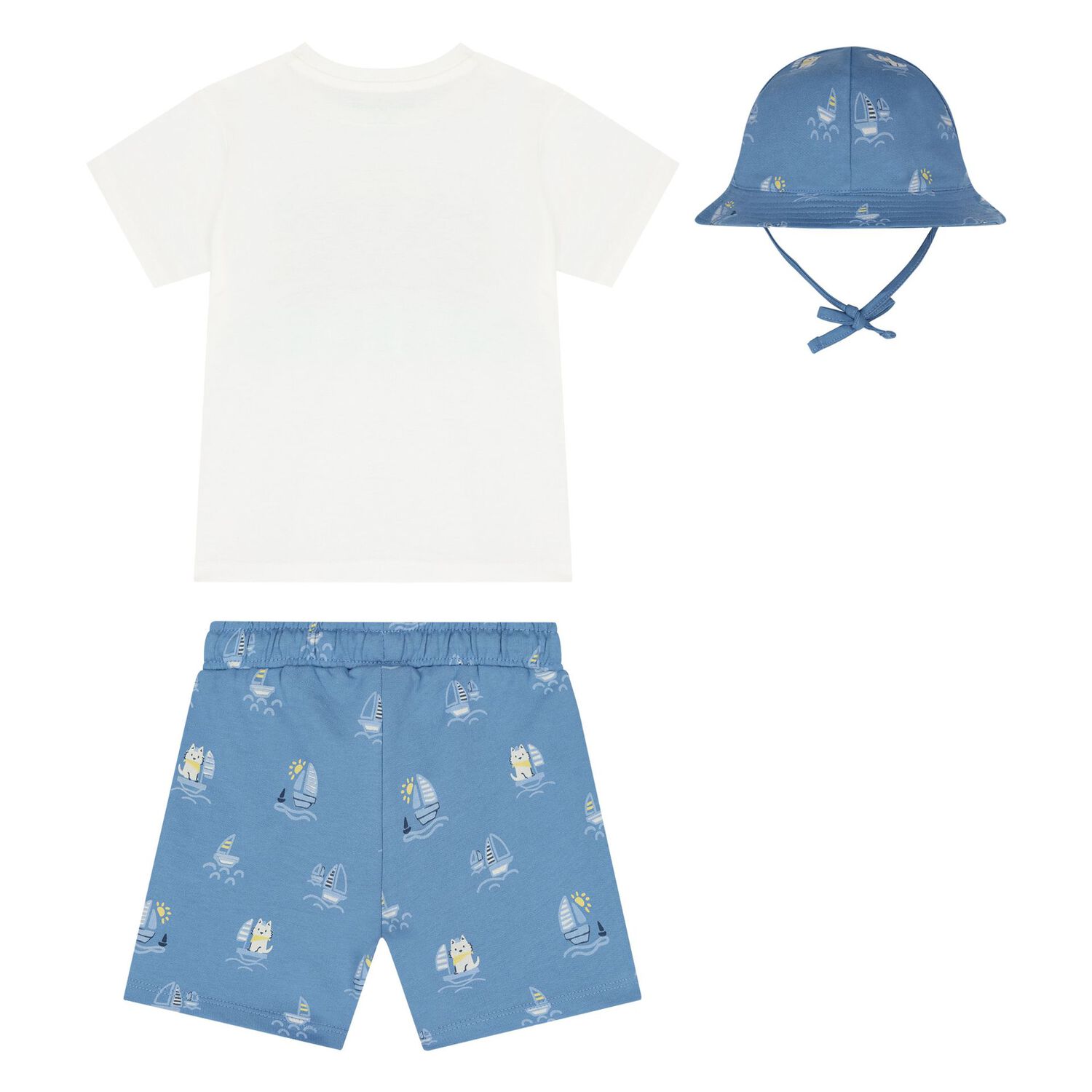 Younger Boys White & Blue Shorts Set, 1, hi-res image number null