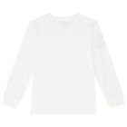 Boys White Logo Long Sleeve Top, 1, hi-res