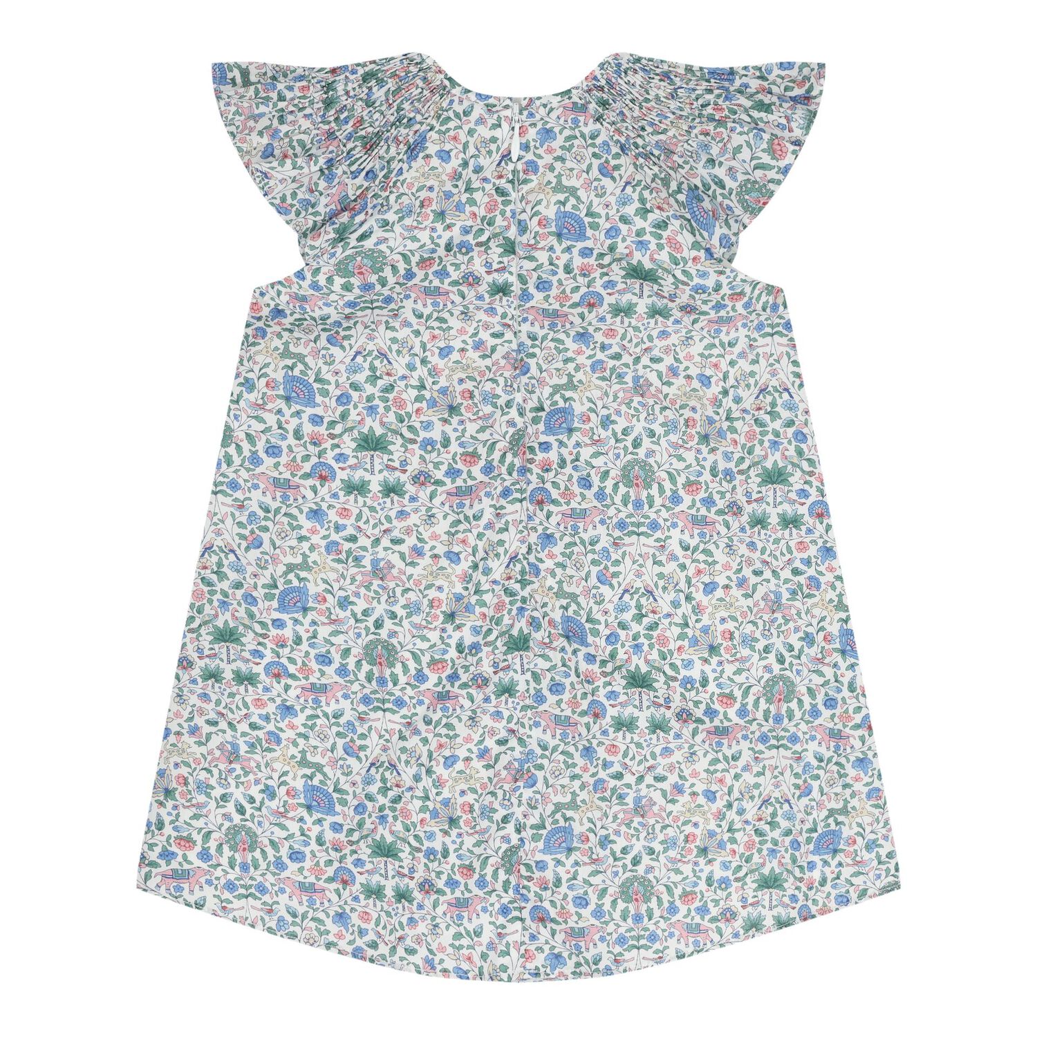 Baby Girls Blue & Green Liberty Print Dress, 1, hi-res