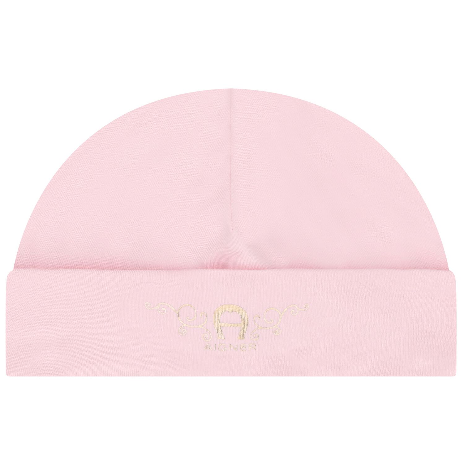 Baby Girls Pink & Gold Logo Hat, 1, hi-res