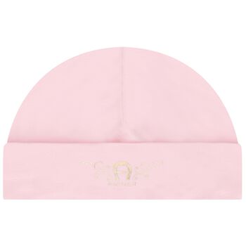 Baby Girls Pink & Gold Logo Hat