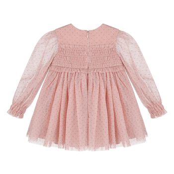 Younger Girls Pink Dotted & Sparkle Tulle Dress 