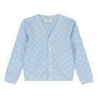 Baby Boys Blue  logo Jacquard Cardigan , 1, hi-res