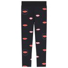 Girls Black Logo Leggings, 1, hi-res