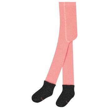 Girls Pink & Grey Logo Tights