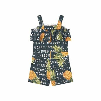 Girls Black Printed Jumpsuit