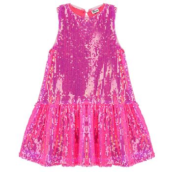 Girls Pink Embellished Sequin Dress