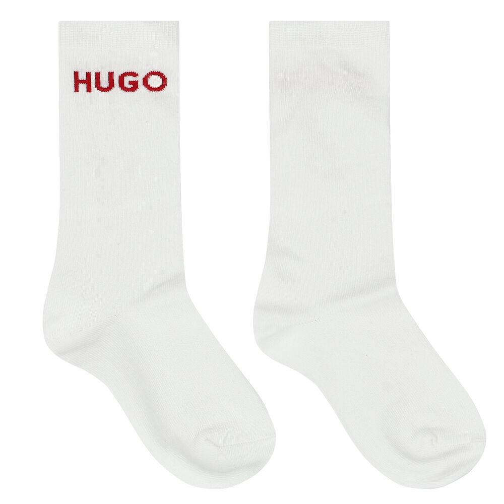Junior HUGO Couture | (2 White Logo Boys Pack) Socks & Black