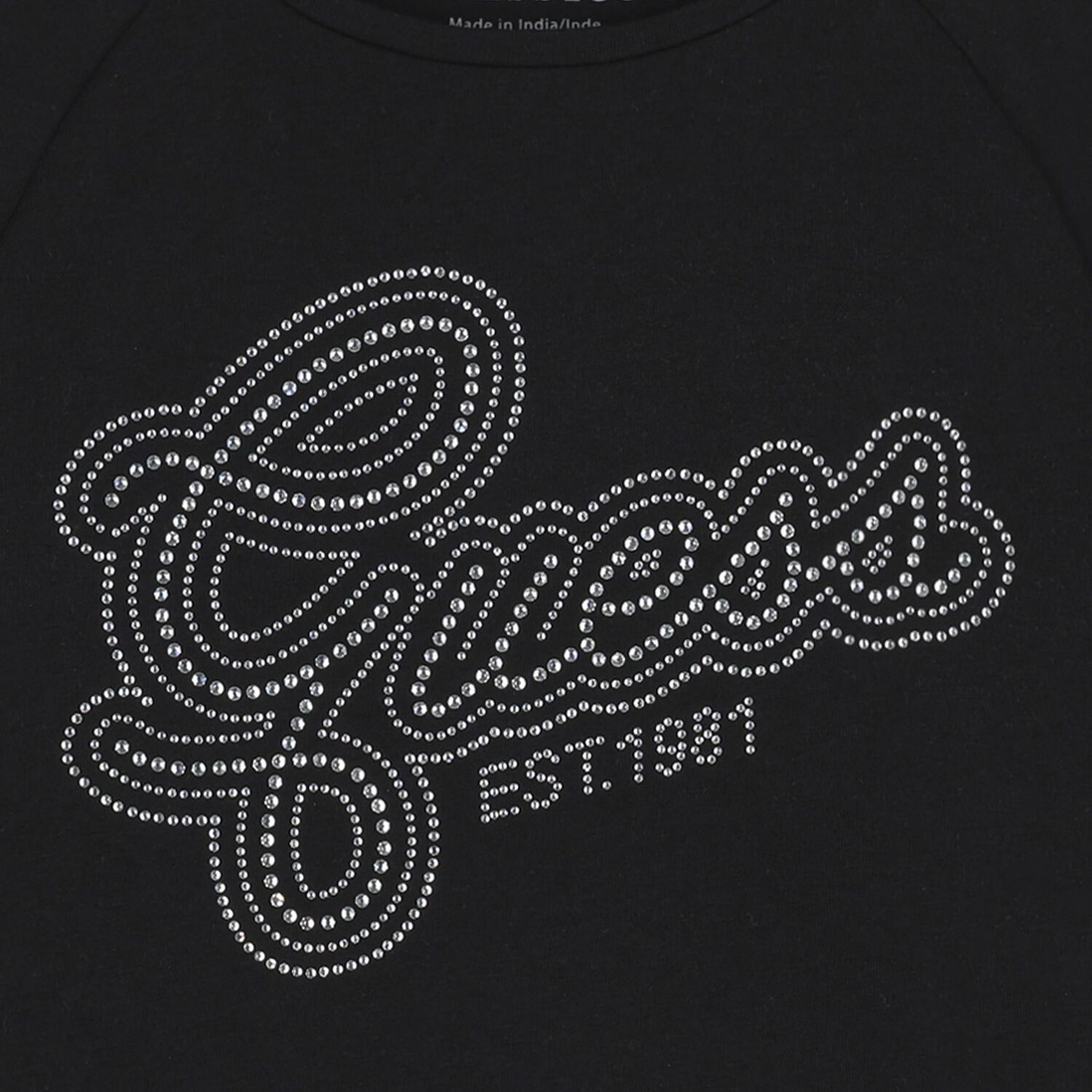 Girls Black Embellished Logo T-Shirt, 4, hi-res