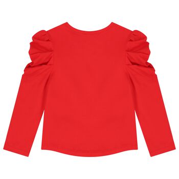 Girls Red Bow Long Sleeve Top