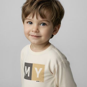 Boys Ivory Logo Long Sleeve Top