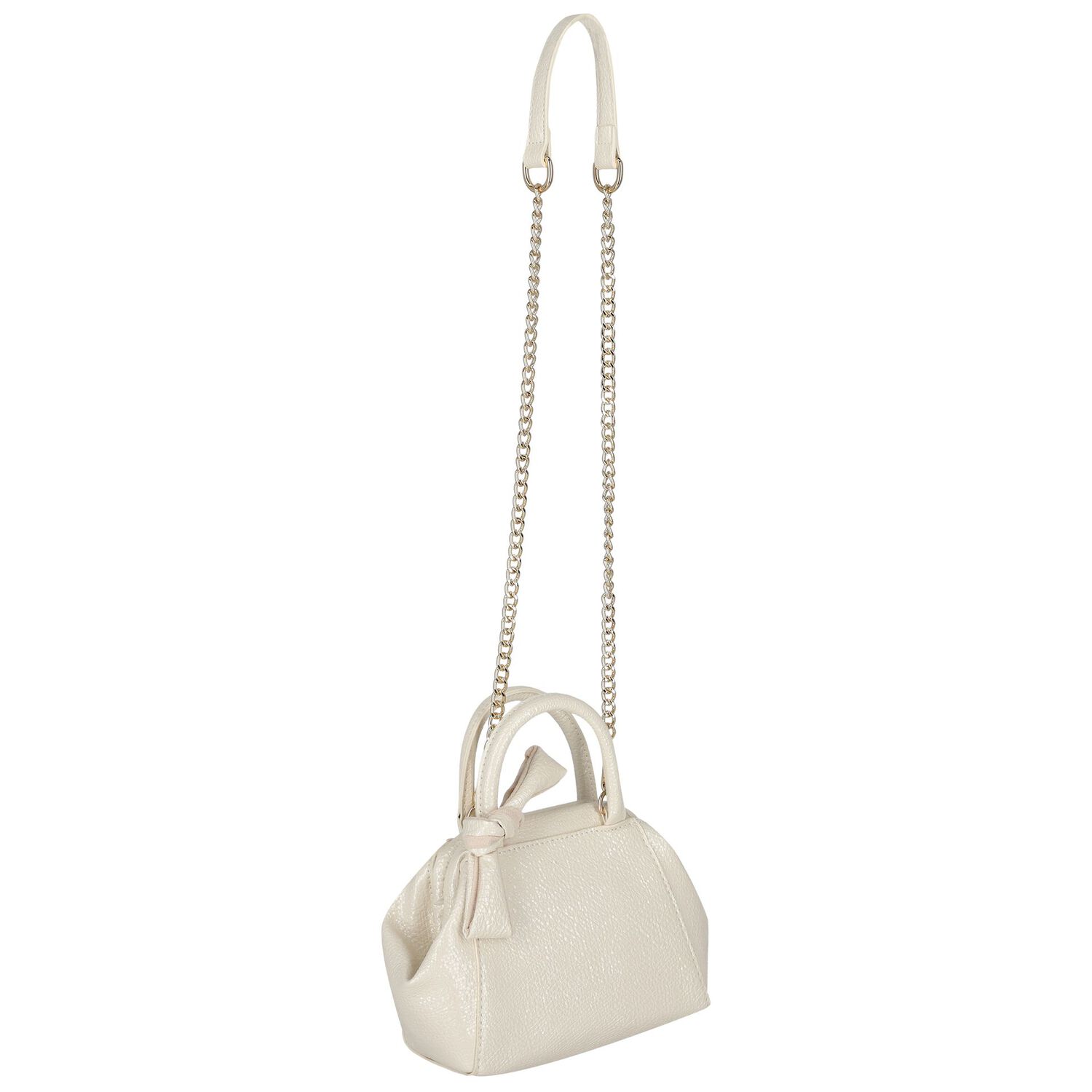 Girls Ivory Faux Leather Handbag ( 21cm ), 2, hi-res