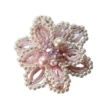 Girls Pink Flora Crystal & Pearl Flower Hair Clip